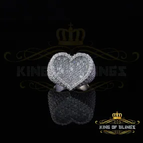 King of Bling's Men's/Womens 925 Silver White 7.00ct VVS 'D' Moissanite Stone Heart Rings SZ 10