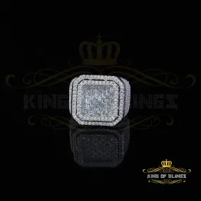 King of Bling's Men's/Womens 925 White Silver 6.50ct VVS 'D' Moissanite Stone Square Rings SZ 10