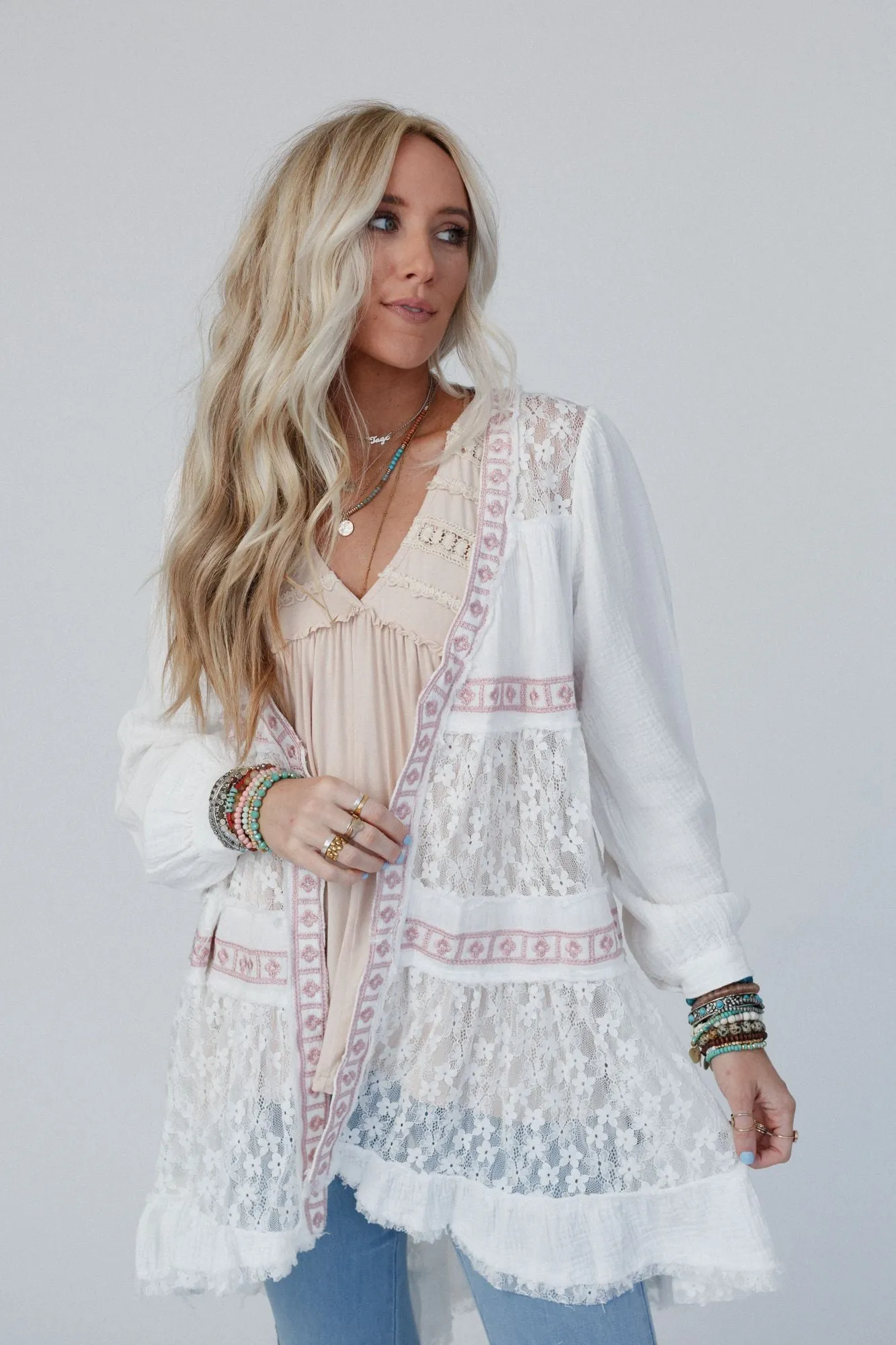 Lace Talk About It Duster Kimono - Ivory