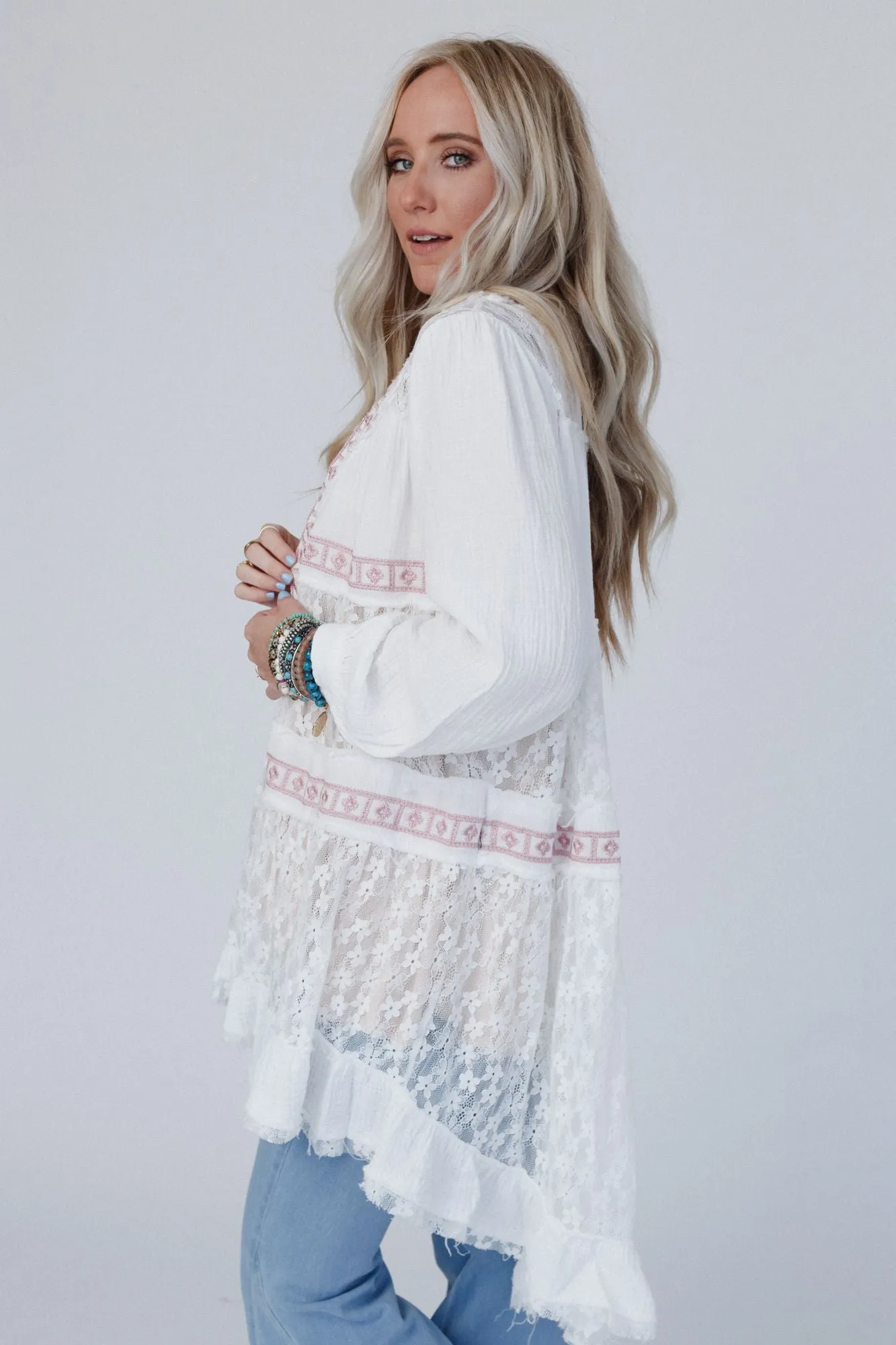 Lace Talk About It Duster Kimono - Ivory