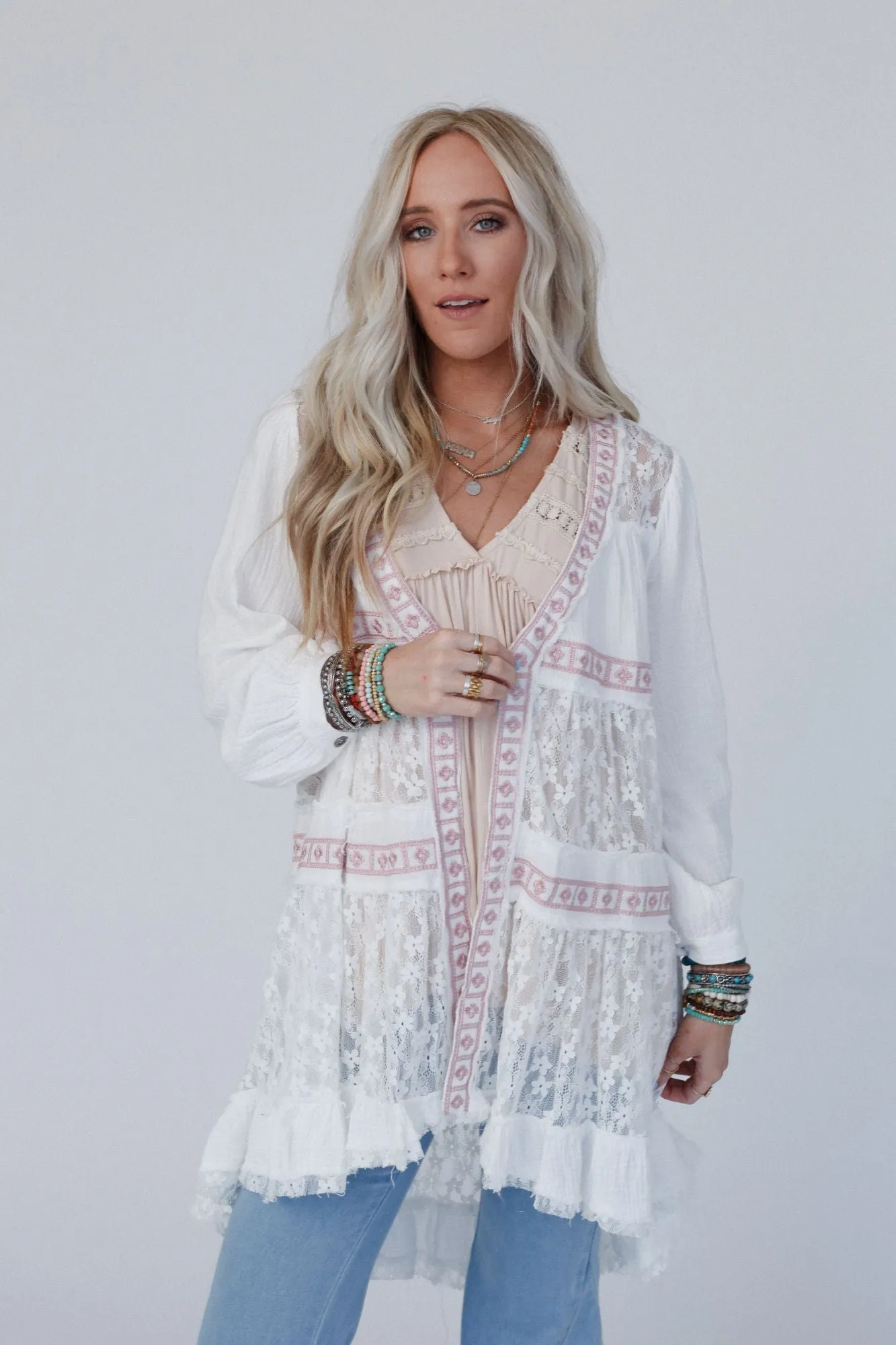 Lace Talk About It Duster Kimono - Ivory