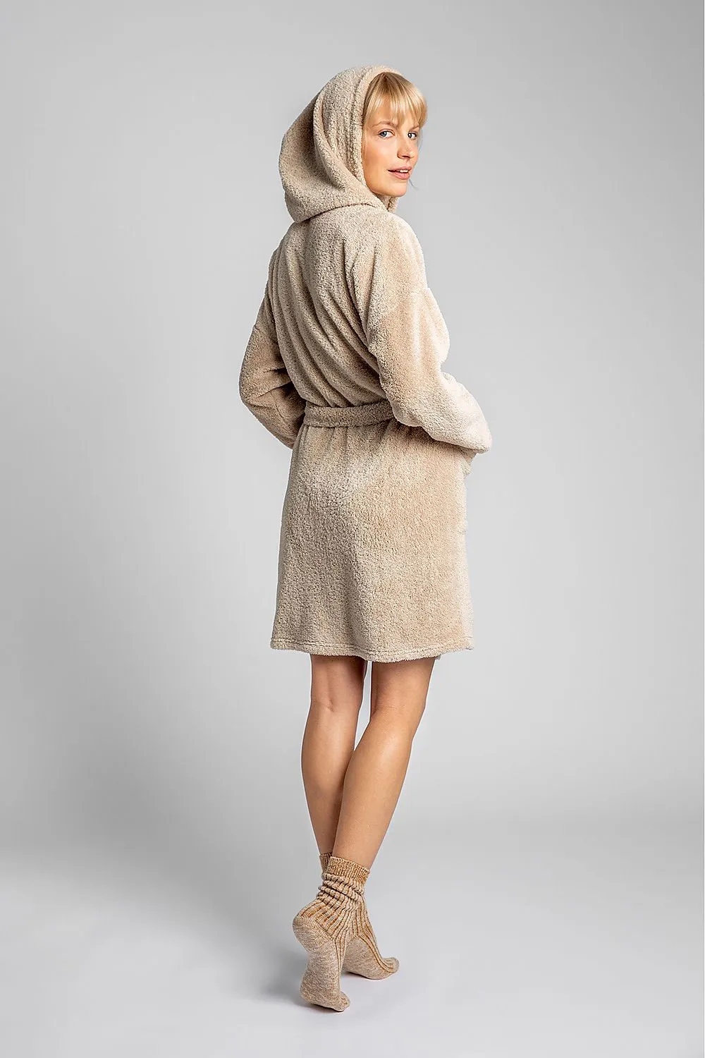 Light Plush Hooded Bathrobe