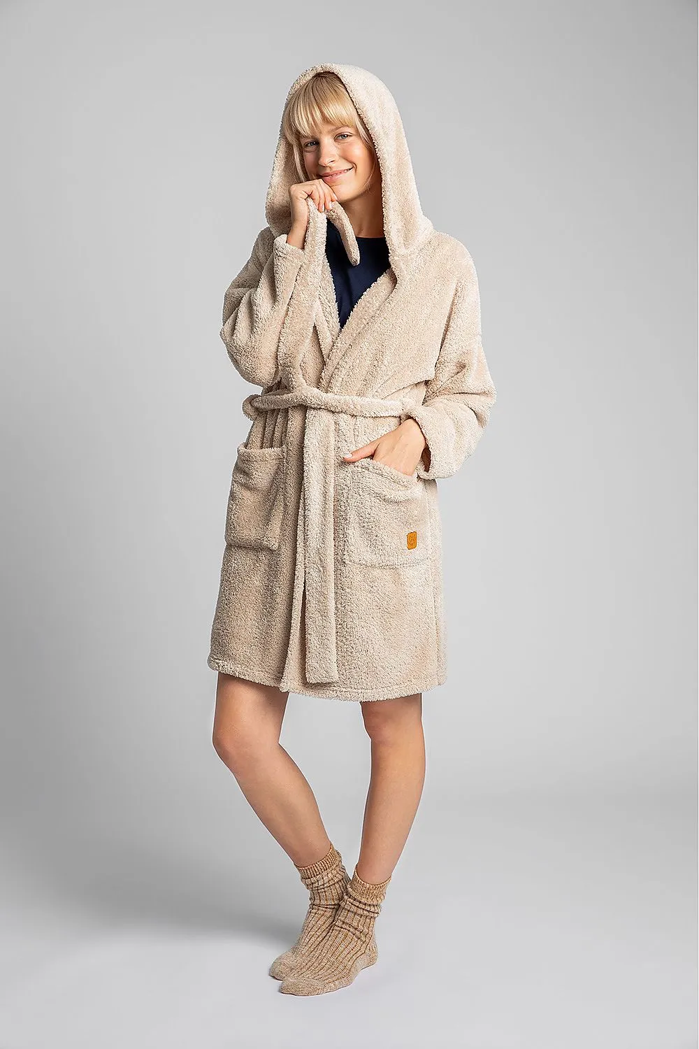 Light Plush Hooded Bathrobe