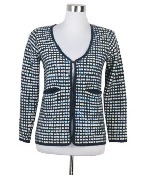 Maje Blue & White w/ Metallic Details Cardigan sz 6