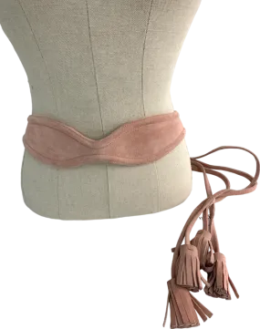 Maje Pink Suede Waist Belt With Tassels One Size