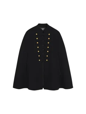 Officer cape in wool cloth and cashmere