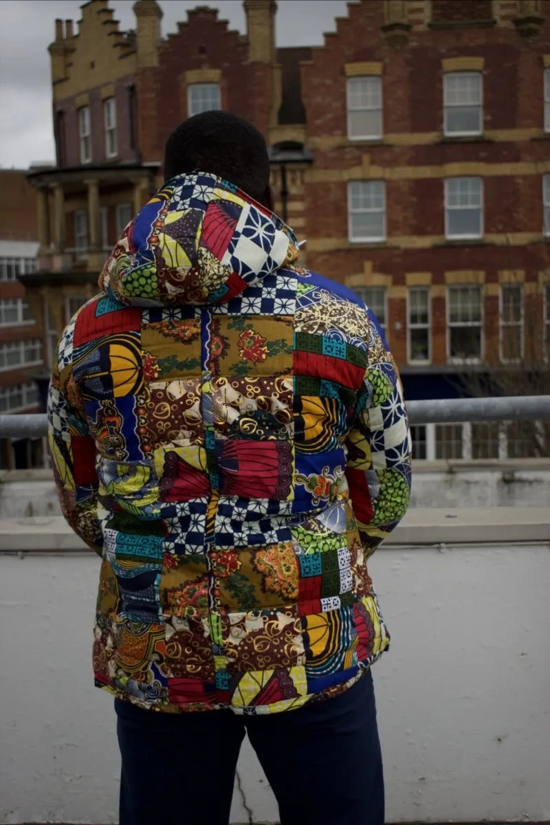 Patchwork African Puffer Jacket - African Winter Coat