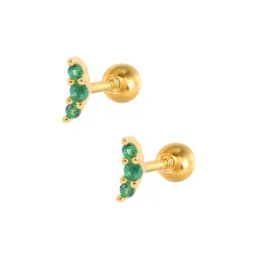 Pea CZ Diamond  Ball Back Stud Earrings