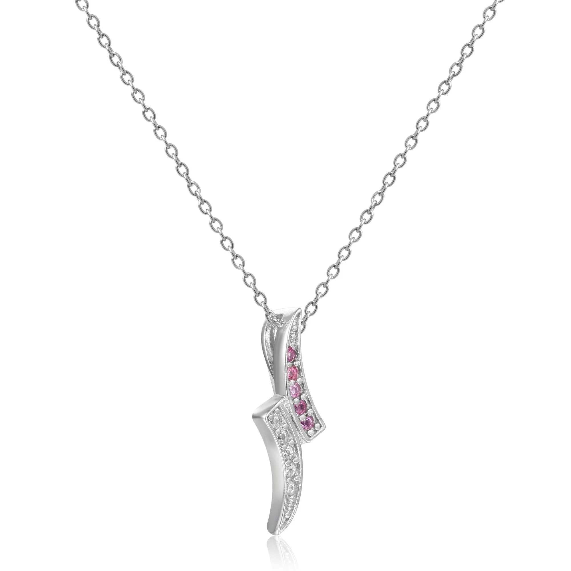 Pink Sapphire Dainty Pendant Necklace