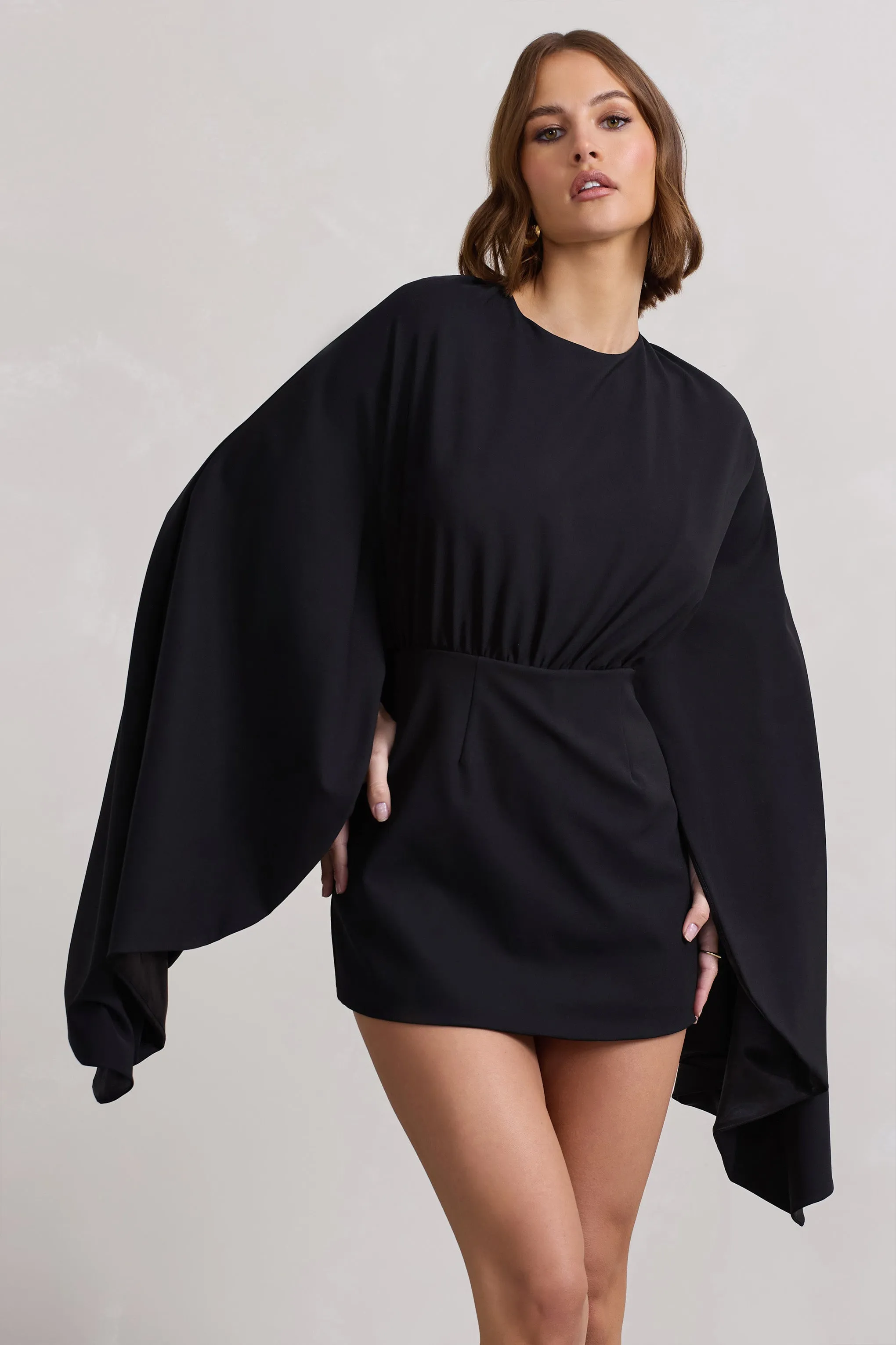 Presley | Black Backless Skort Playsuit With Cape