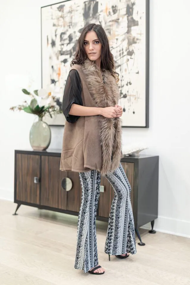 Raw Moda Knitted  Faux Fur Cape Poncho Cardigan Laura