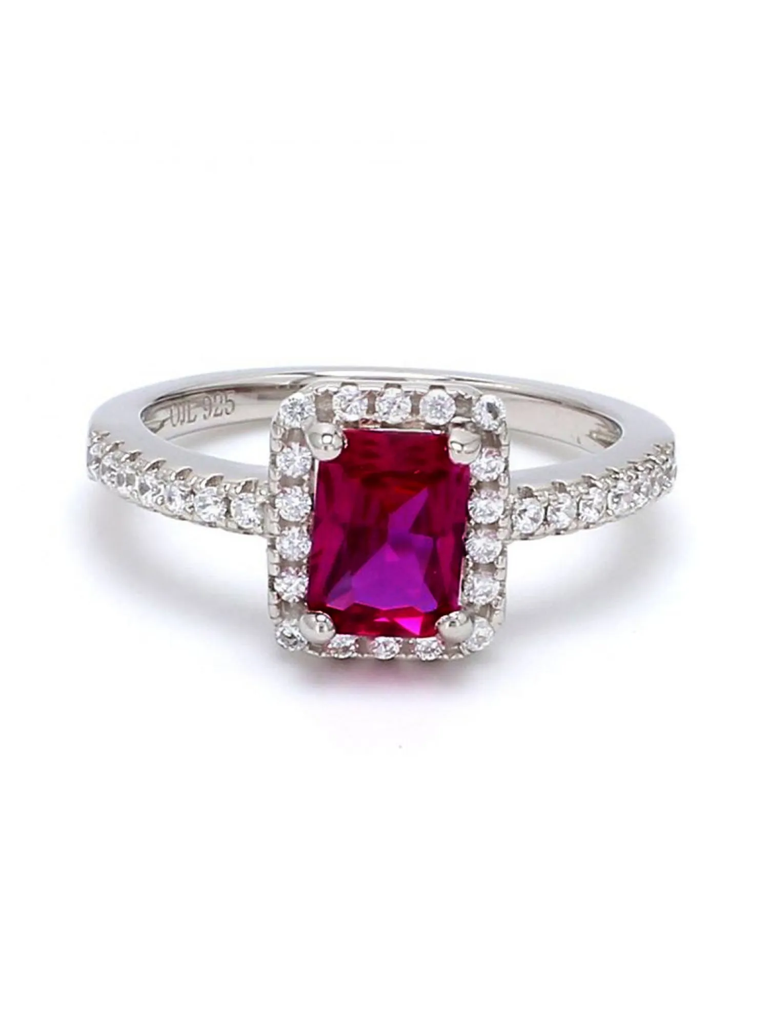 Red Ruby Statement Party Silver Ring