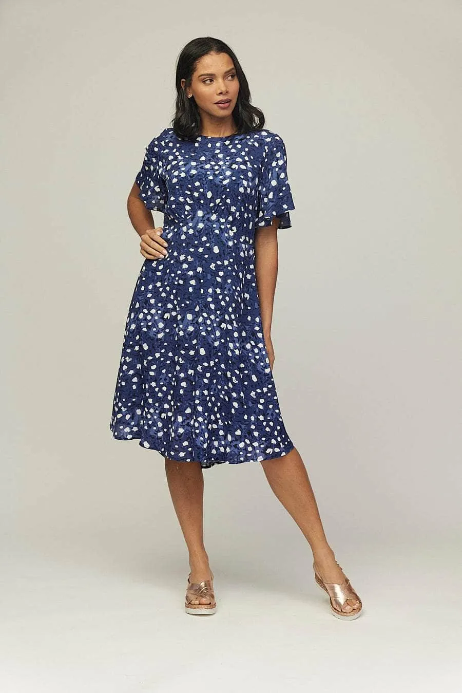 Saloos Flattering Dress with Fluted Cape Sleeves