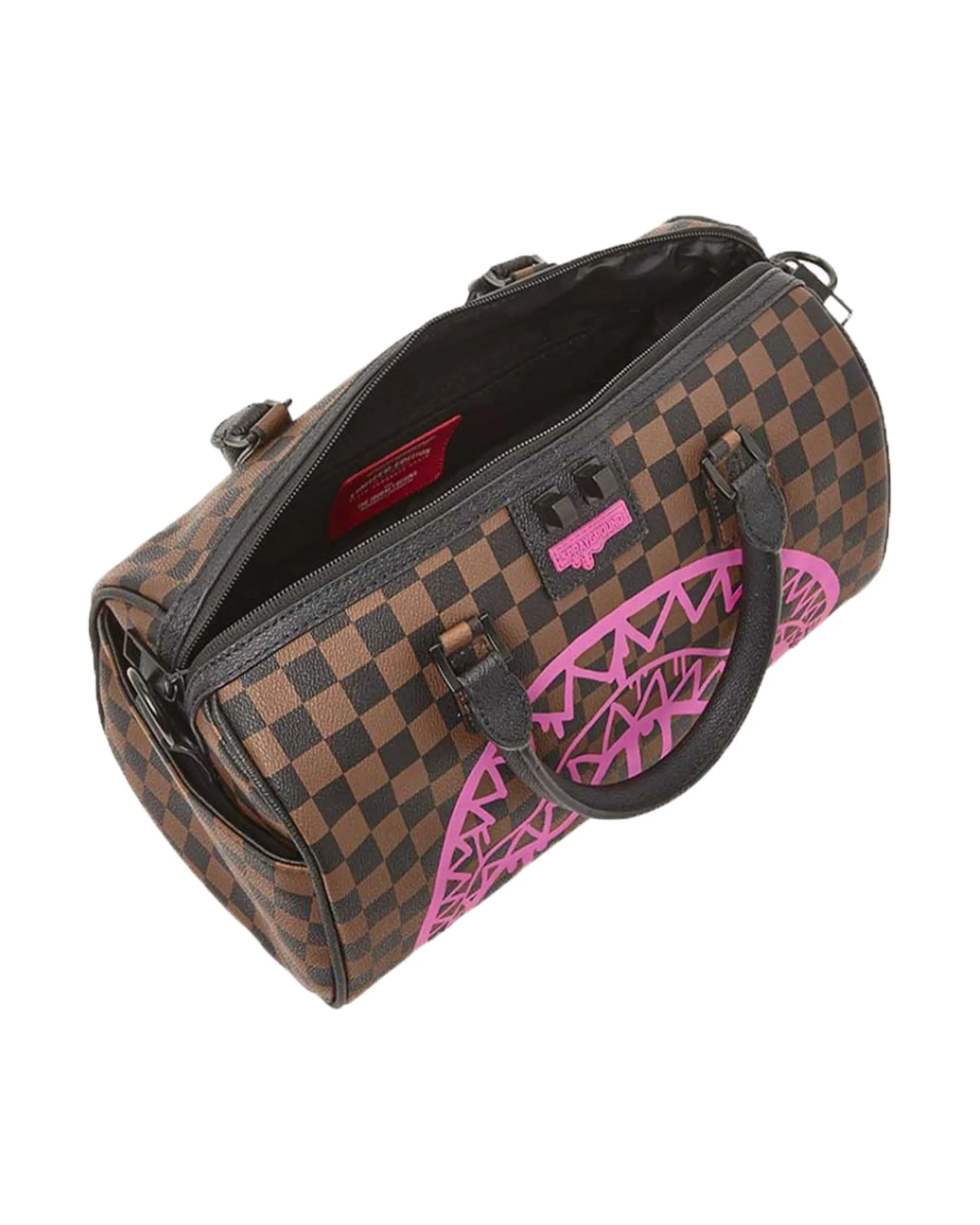 Sprayground Pink Drip Brown Check Mini Duffle