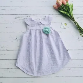 Sweet Pea Dress in Purple Seersucker