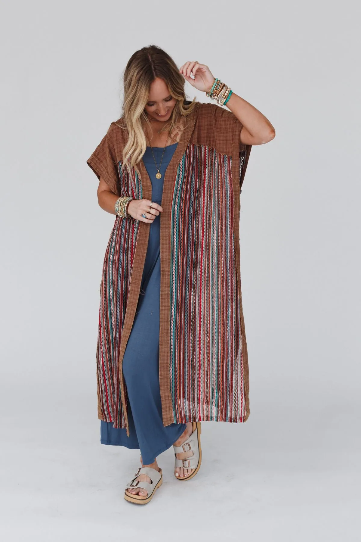 Wild Heart Contrast Side Button Duster - Mocha